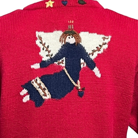 The Quacker Factory Vintage Red Angel Cardigan Size Medium - Picture 6 of 11